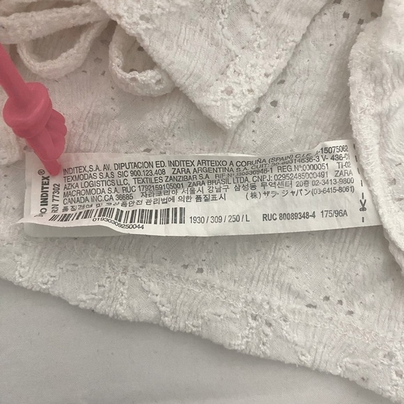 ZARA Embroidered Women’s Eyelet Crop Top in White Size Large - Picture 8 of 11